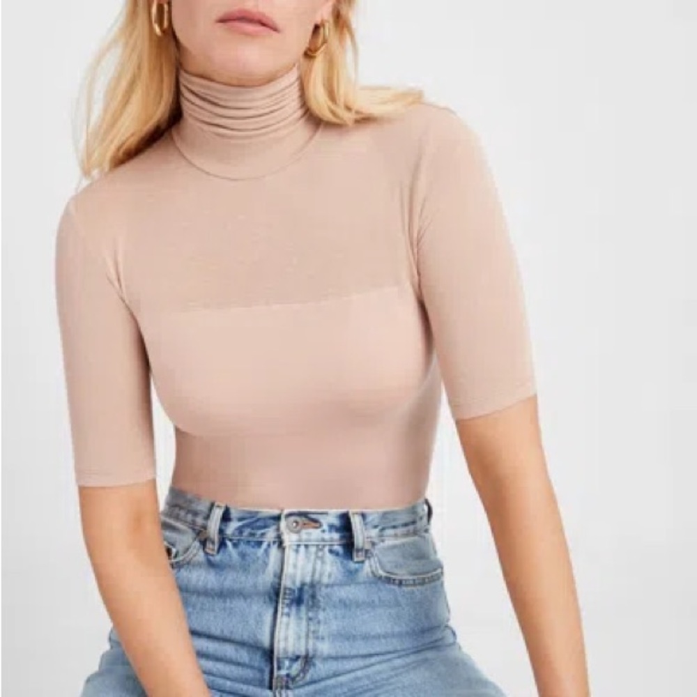 Marcella Niko Elegant Nude Turtleneck Top